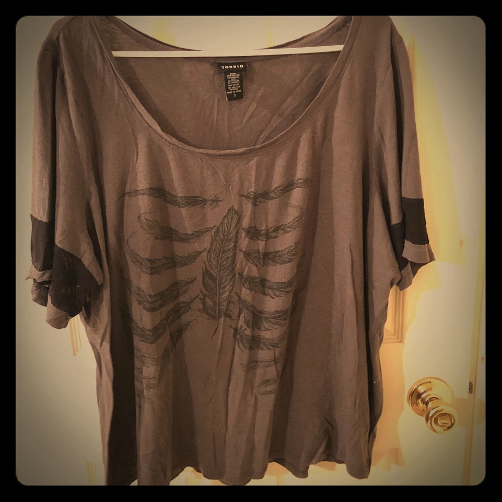 Torrid size 3 grey w/ black feather rib cage